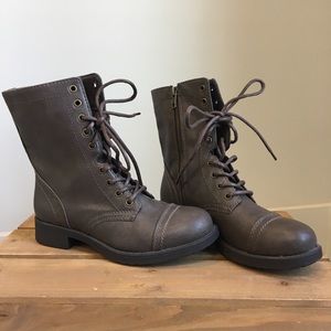 BRASH Lace Up Dark Grey Combat Boots